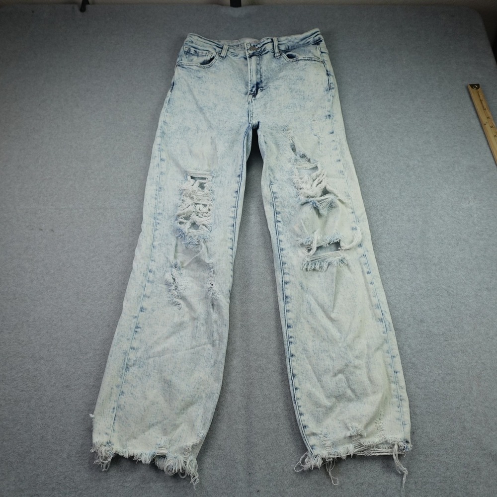 Risen Jeans Womens 9/29 Blue Acid Wash Distressed High Rise Straight